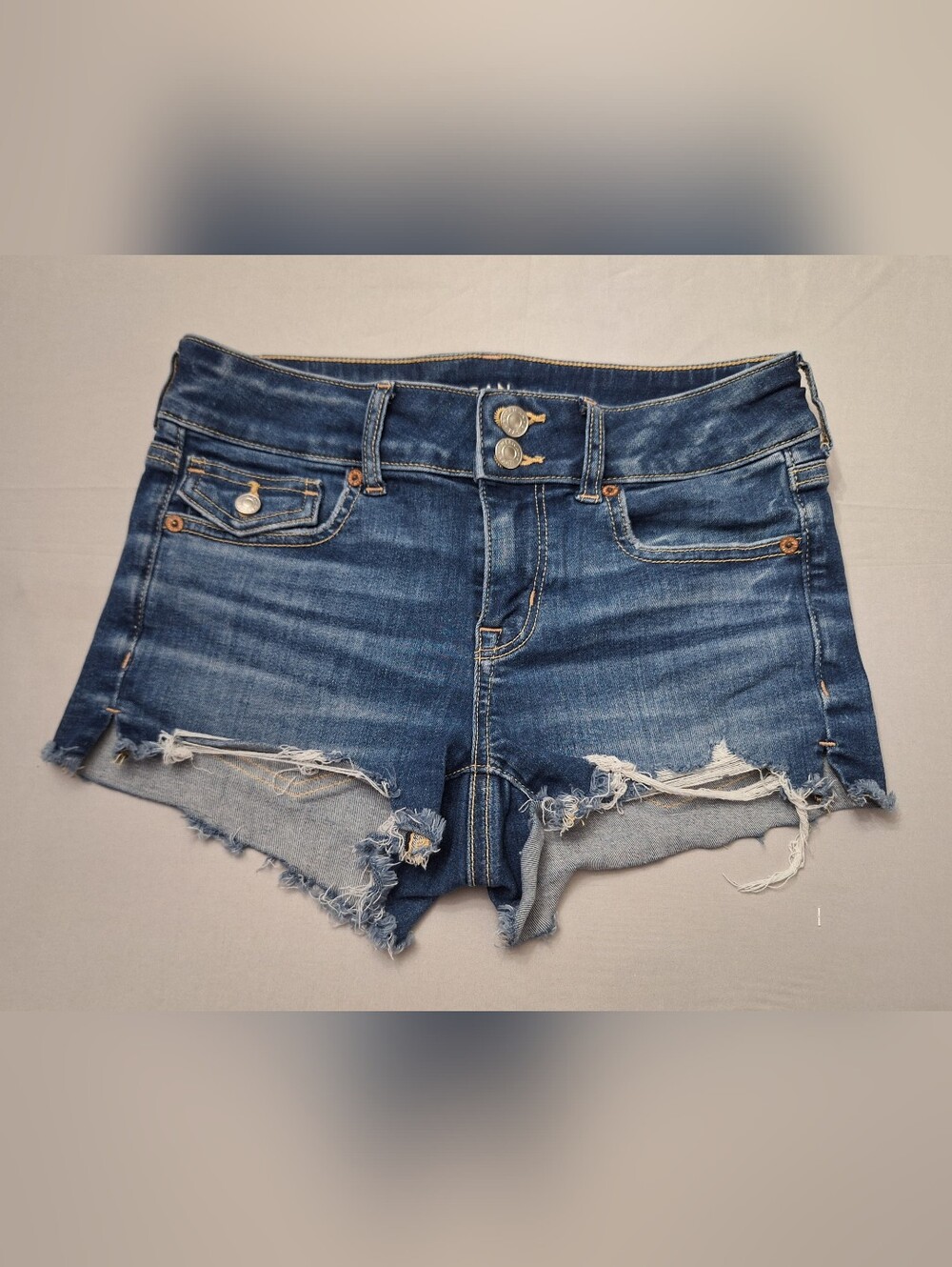 American Eagle Outfitters Distressed Dark Blue Shortie Denim Shorts